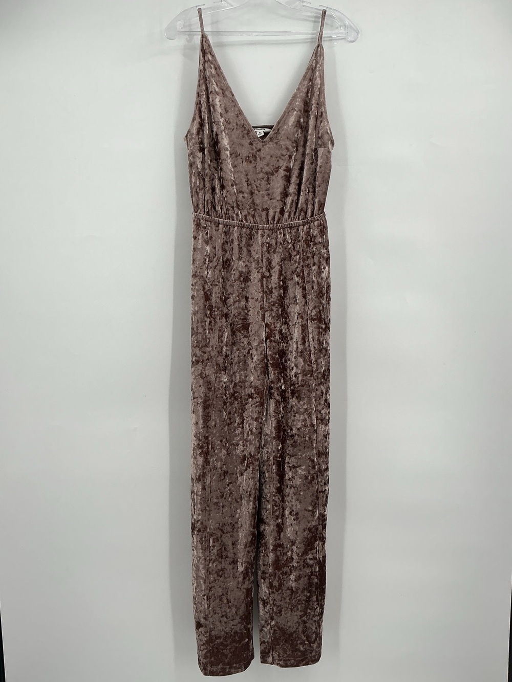 BB Dakota Cassandra Crushed Rose Taupe Velvet Jumpsuit
